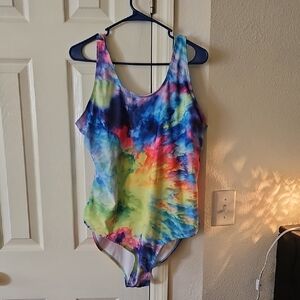 SHEIN Multicolor Tie-Dye One Piece Swimsuit